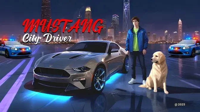 Mustang City Driver - Where Four-Legged Co-Pilots Meet Neon-Lit Pursuits